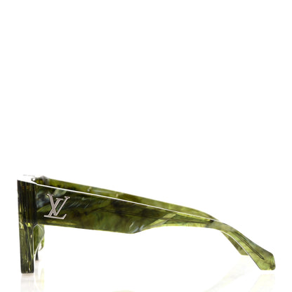 Louis Vuitton Acetate Marble Effect Swarovski Cyclone Sunglasses Z1552E Green 3 of 7