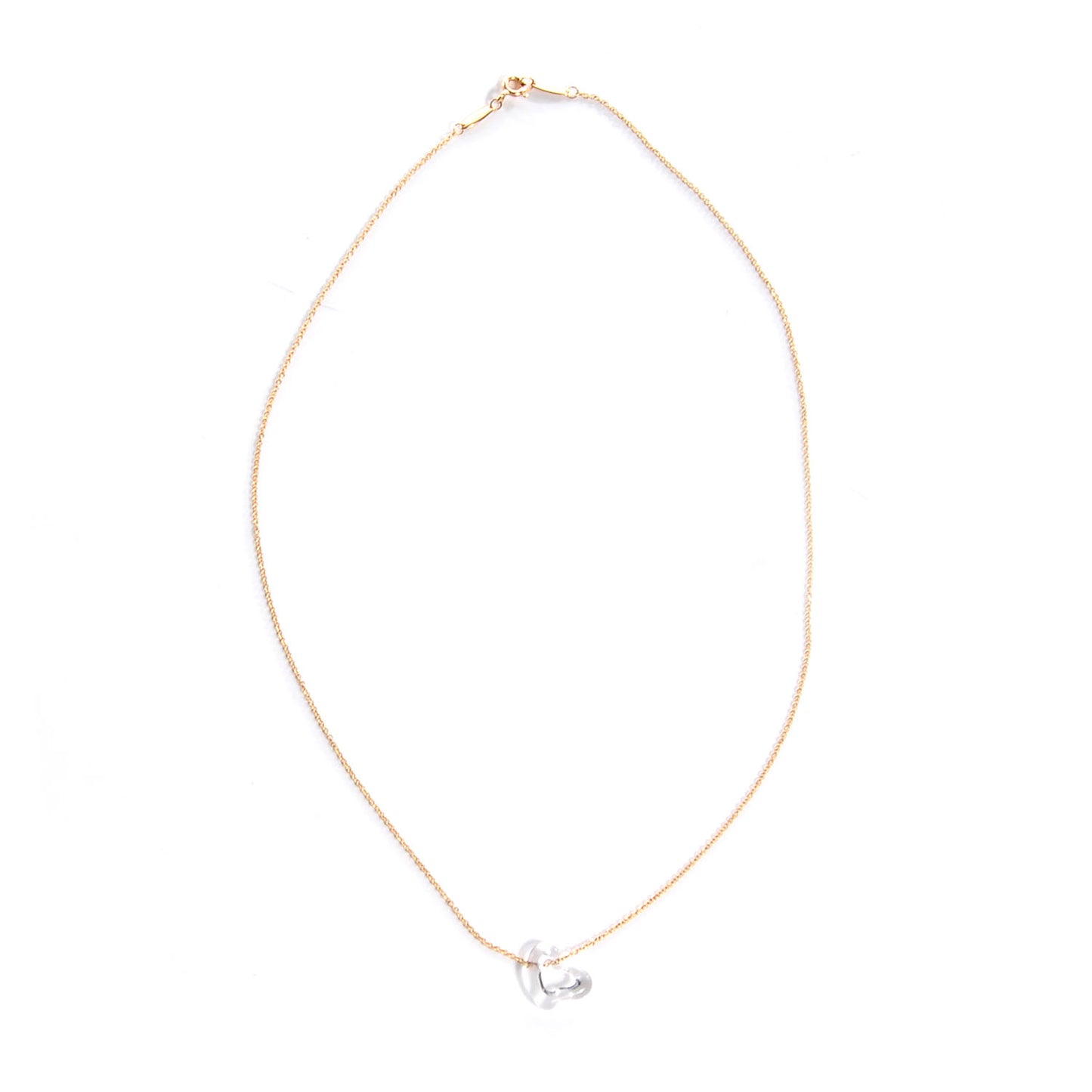 18k Gold Elsa Peretti Rock Crystal Open Heart Necklace