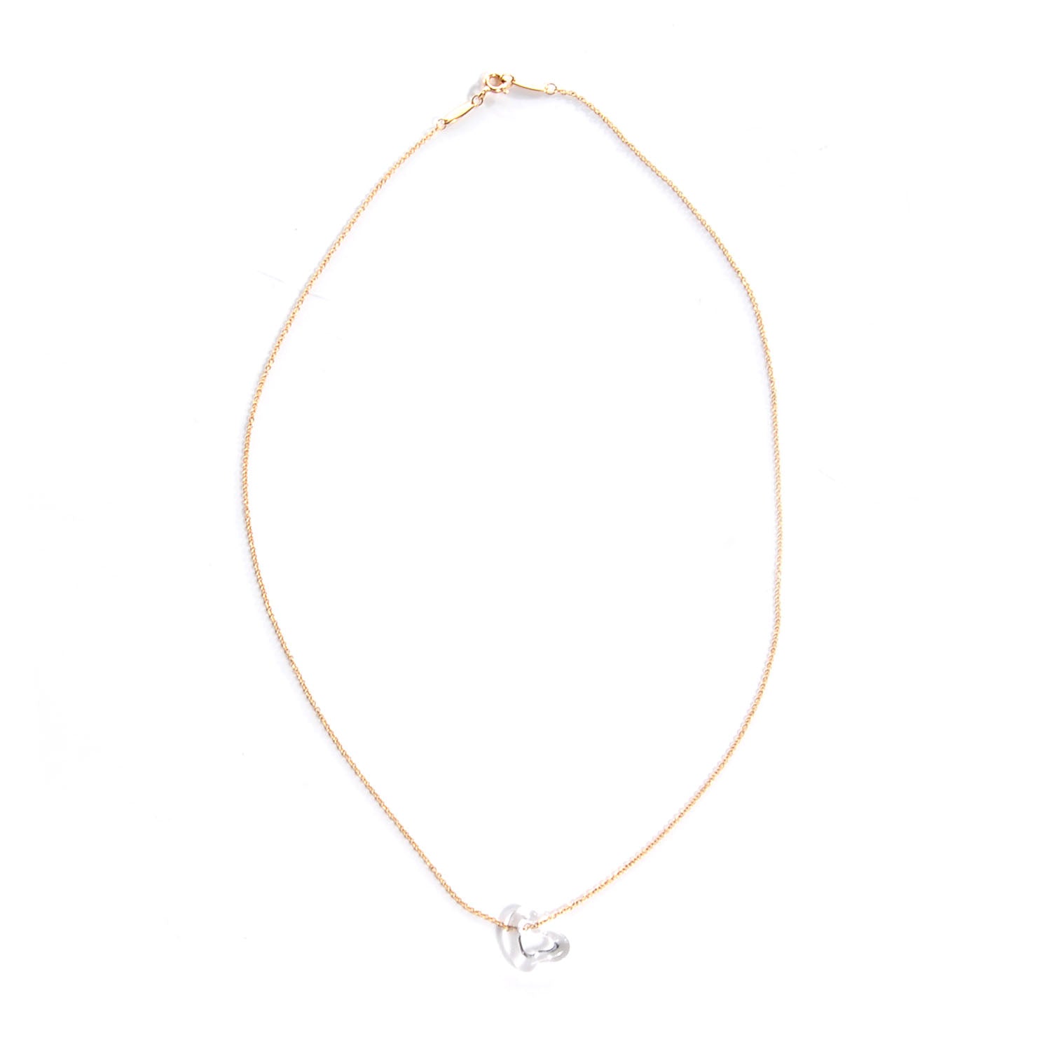 Tiffany 18k Gold Elsa Peretti Rock Crystal Open Heart Necklace 3 of 6
