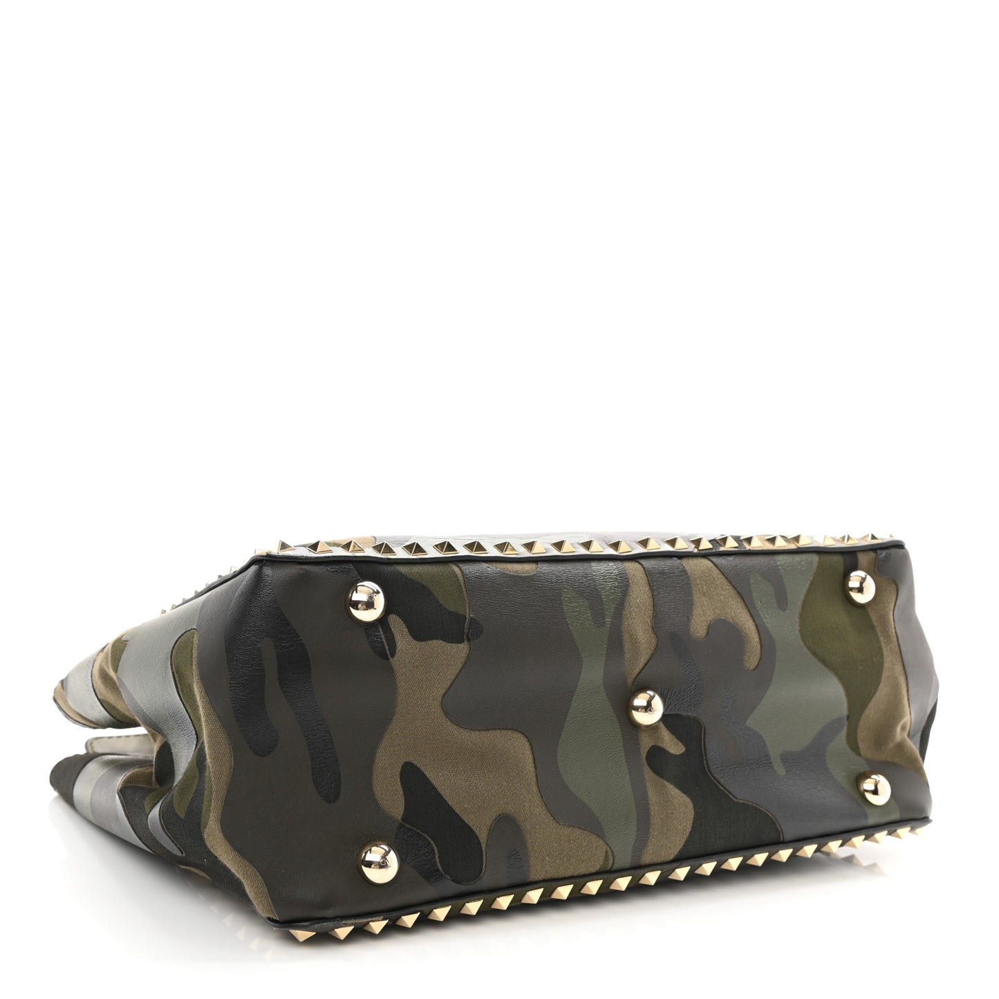 Nappa Canvas Camouflage Medium Rockstud Tote Verde Rouge