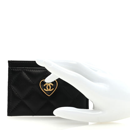 Chanel Lambskin Plexiglass Quilted Coco Love Card Holder Black 2 of 8