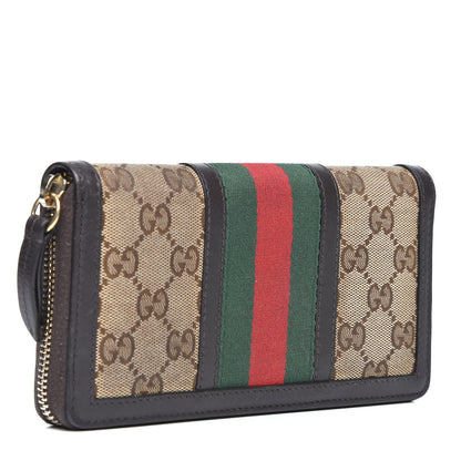 Gucci Monogram Web Rania Zip Around Wallet Dark Brown 2 of 8