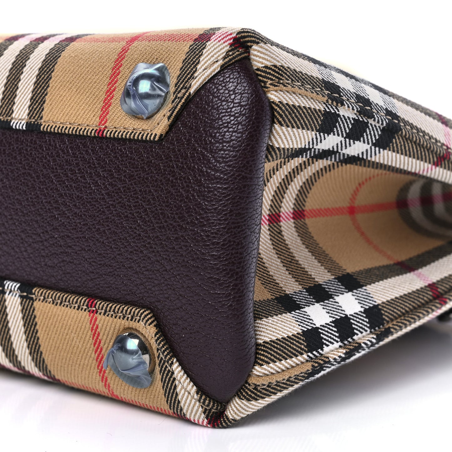 Goatskin Vintage Check Small Banner Tote Deep Claret