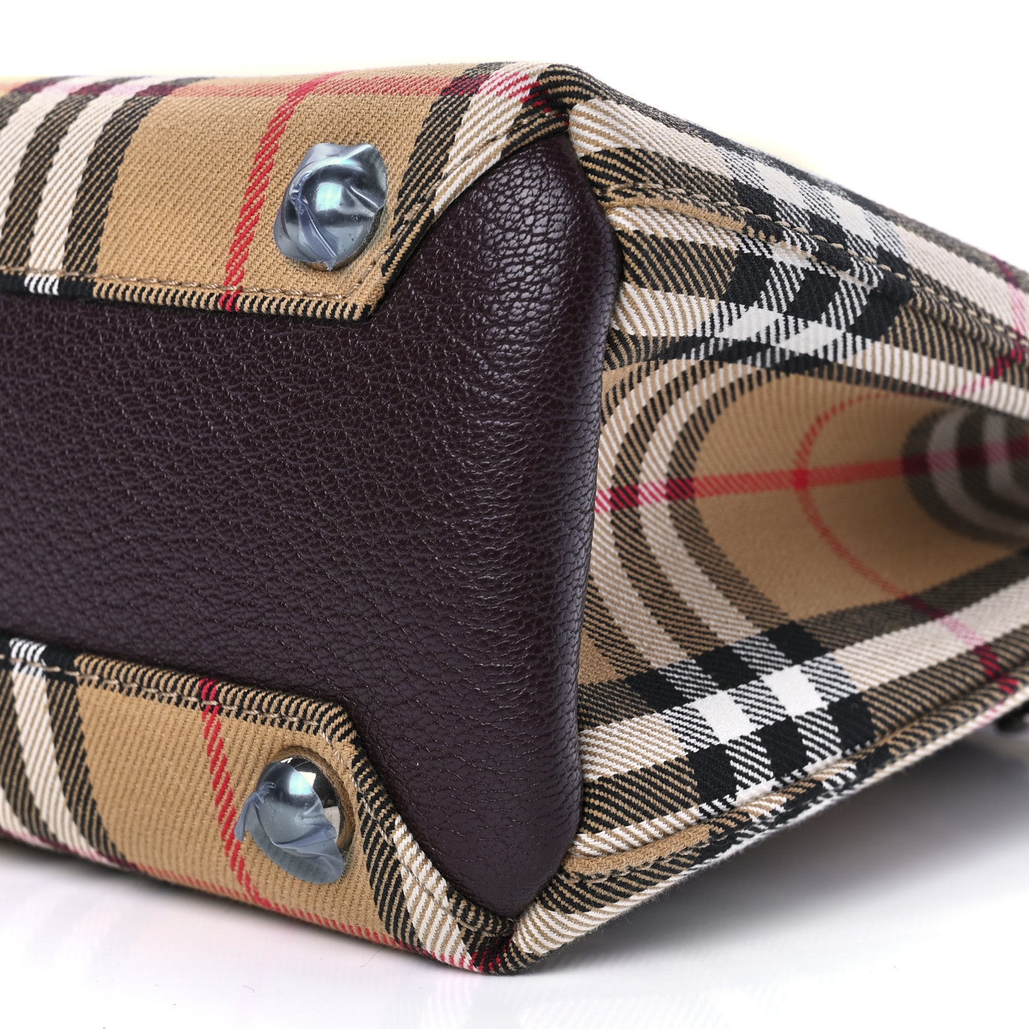 Burberry Goatskin Vintage Check Small Banner Tote Deep Claret 15 of 15