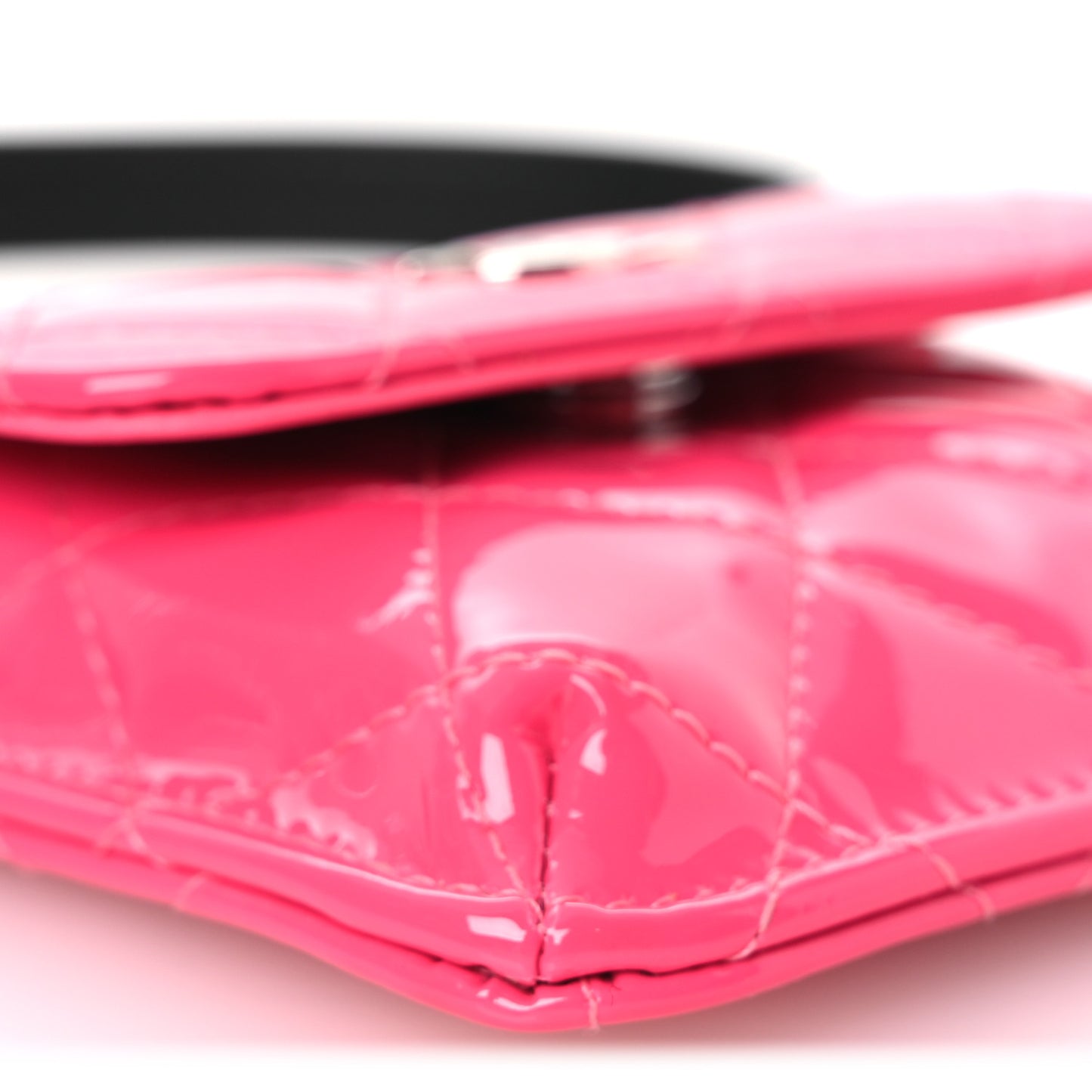 Patent Quilted Belt In Love Double Mini Flap Waist Bag Black Pink