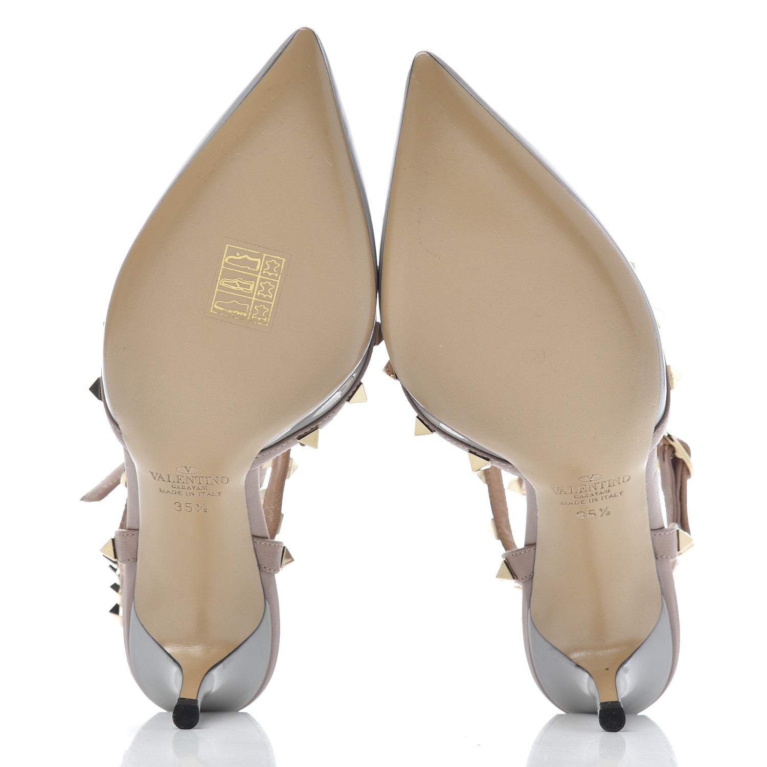 Valentino Garavani Patent Nappa Rockstud Ankle Strap 65mm Pumps 35.5 Pastel Grey Poudre 5 of 14