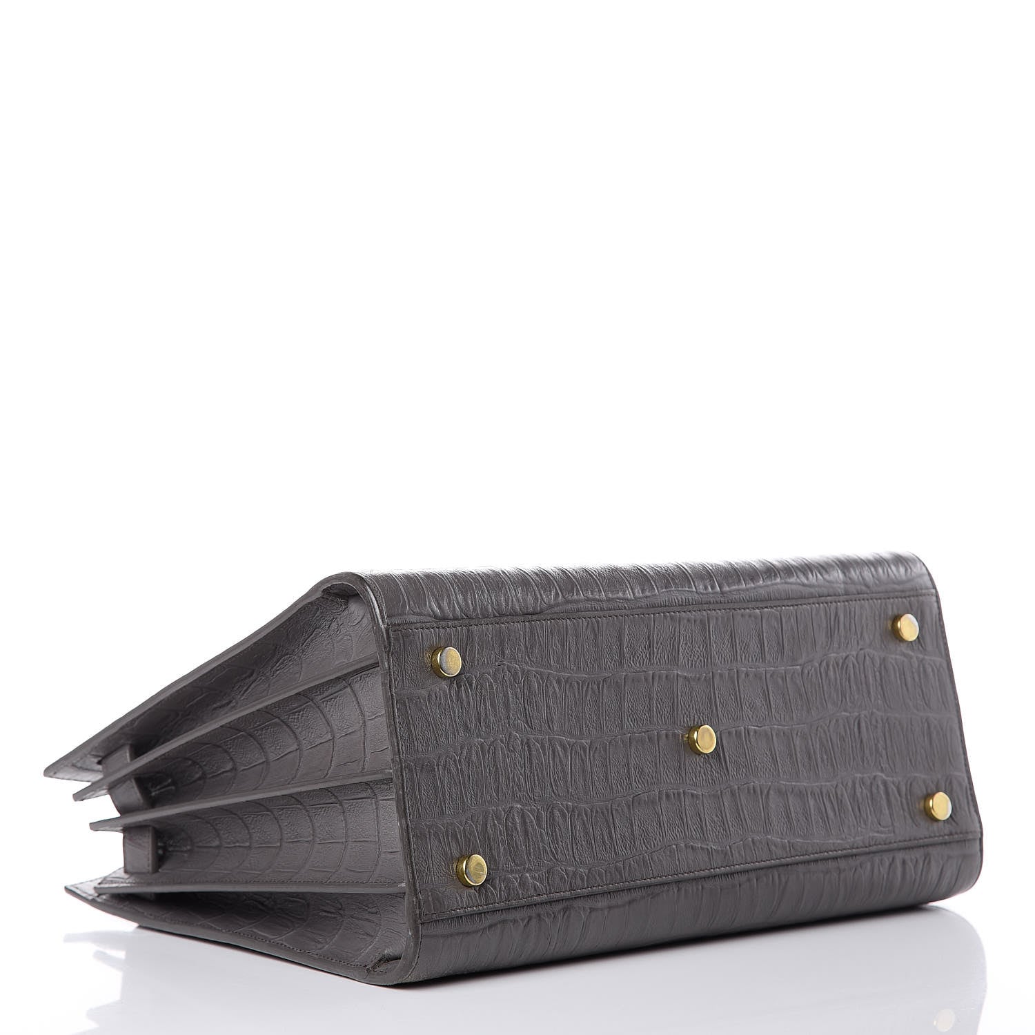 Saint Laurent Calfskin Crocodile Embossed Small Sac De Jour Fog 4 of 13
