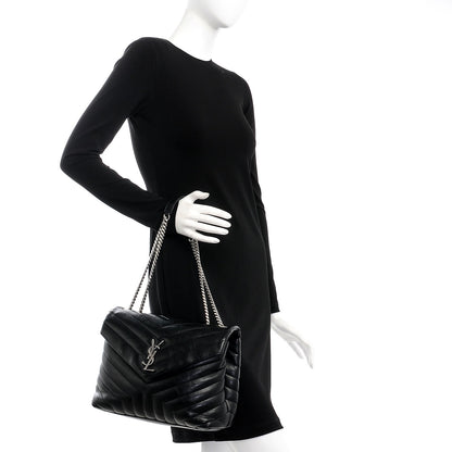 Saint Laurent Calfskin Y Quilted Monogram Medium Loulou Chain Satchel Black 2 of 9