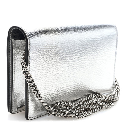 Gucci Metallic Dollar Calfskin Mini GG Marmont Chain Wallet Silver 3 of 10