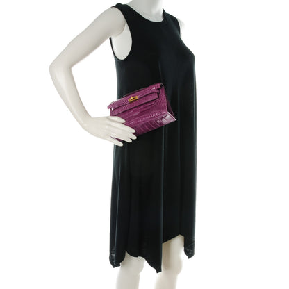 Hermes Shiny Alligator Kelly Pochette Violet 2 of 21