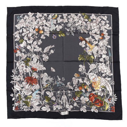 Gucci Silk Twill Wondergardenia Square Scarf Anthracite 1 of 4