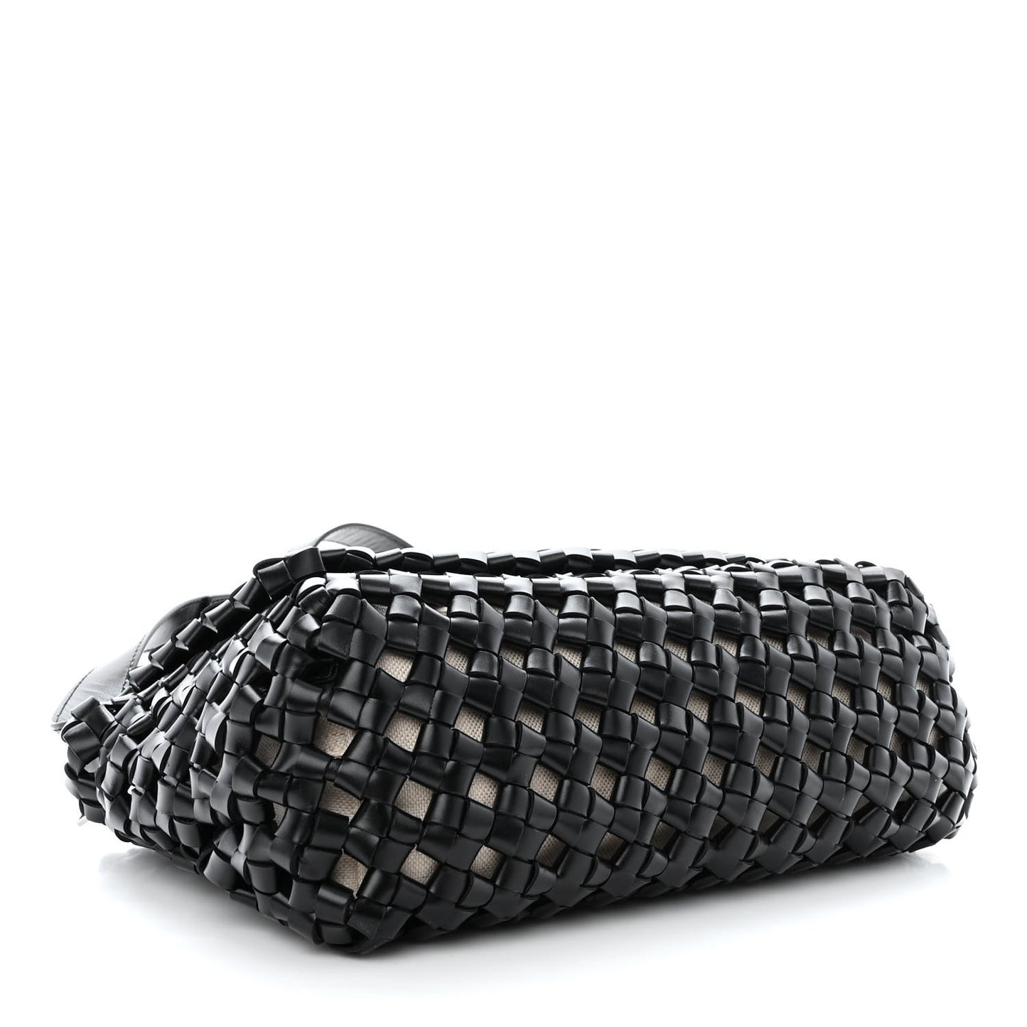Nappa Intrecciato Crochet The Window Crossbody Bag Black