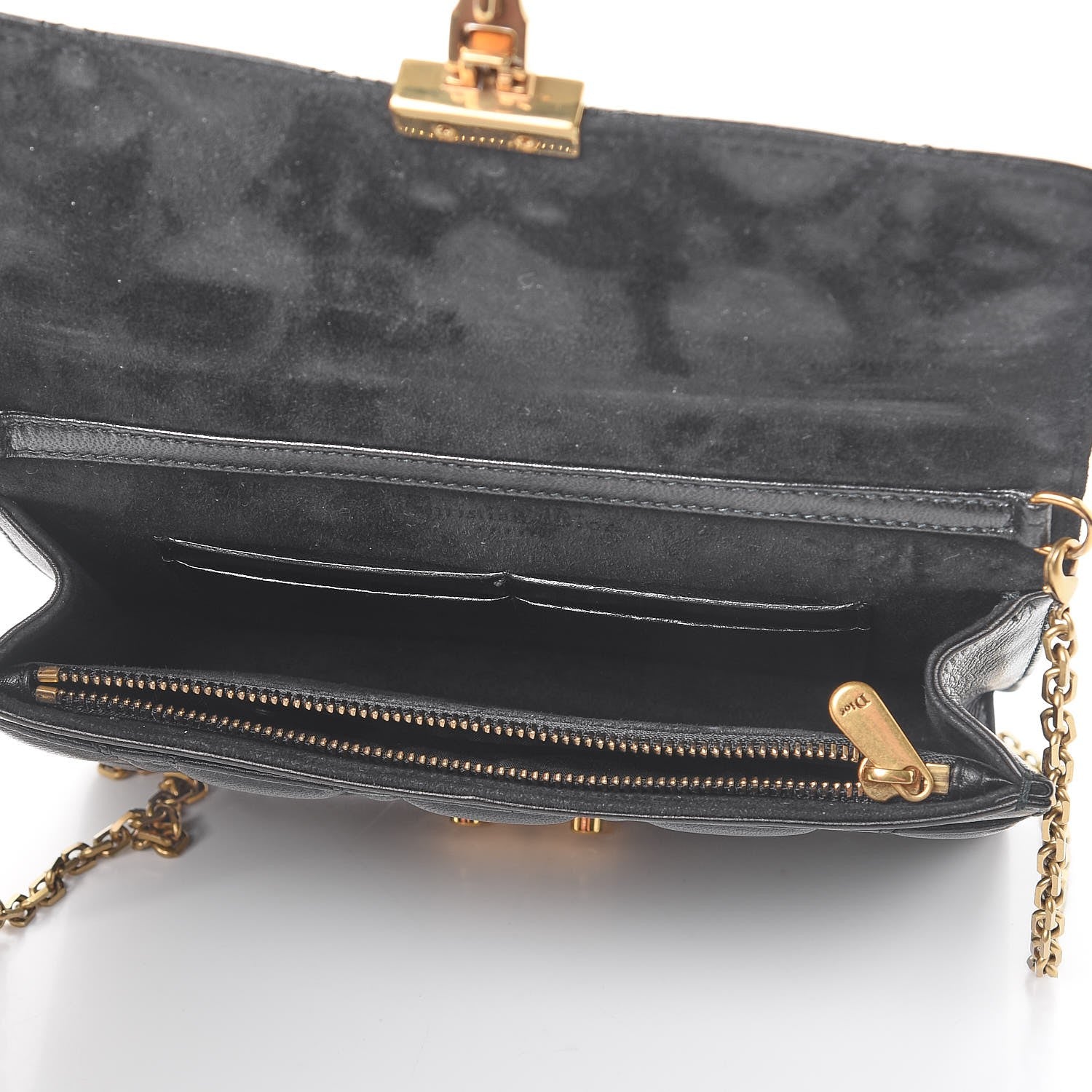 Christian Dior Lambskin Cannage Dioraddict Wallet On Chain Clutch Black 6 of 9