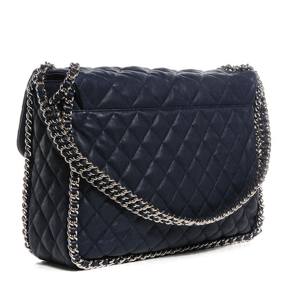 Chanel Washed Lambskin Chain Around Maxi Flap Navy 3 of 8