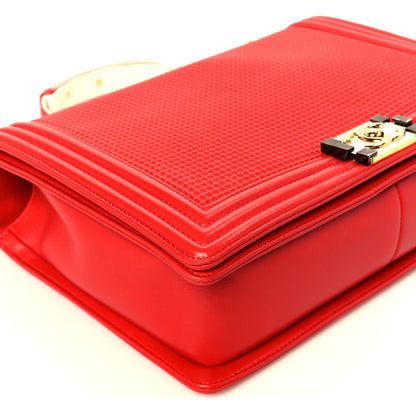 Chanel Lambskin Embossed New Medium Boy Cube Flap Red 9 of 11