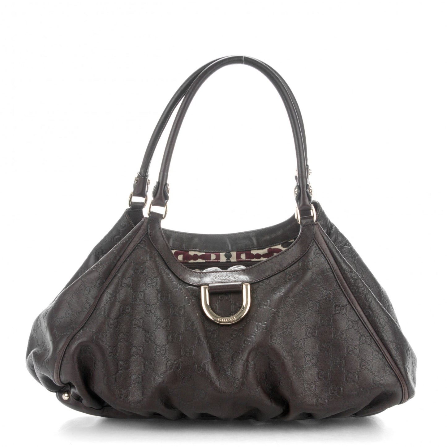 Guccissima Large D Gold Shoulder Bag Chocolate