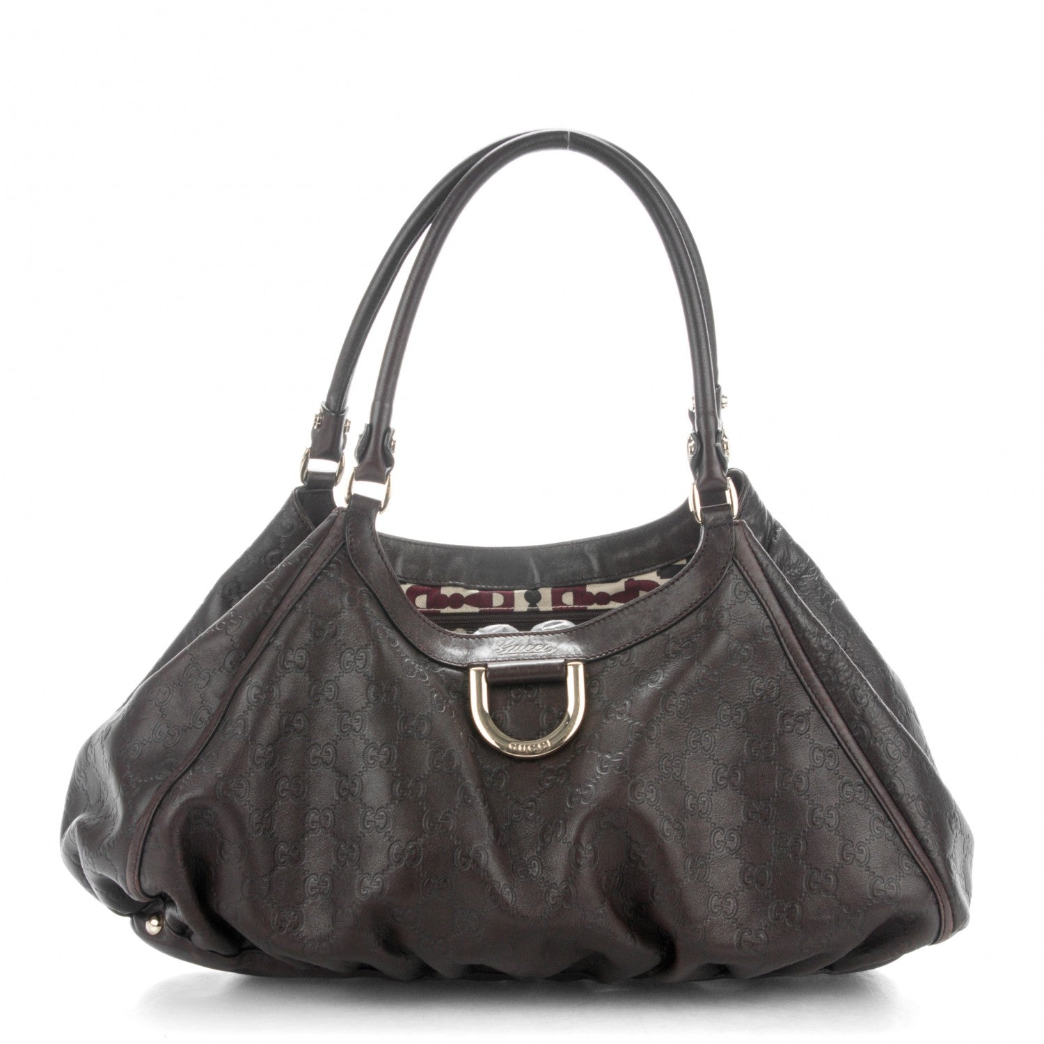 Gucci Guccissima Large D Gold Shoulder Bag Chocolate 1 of 7