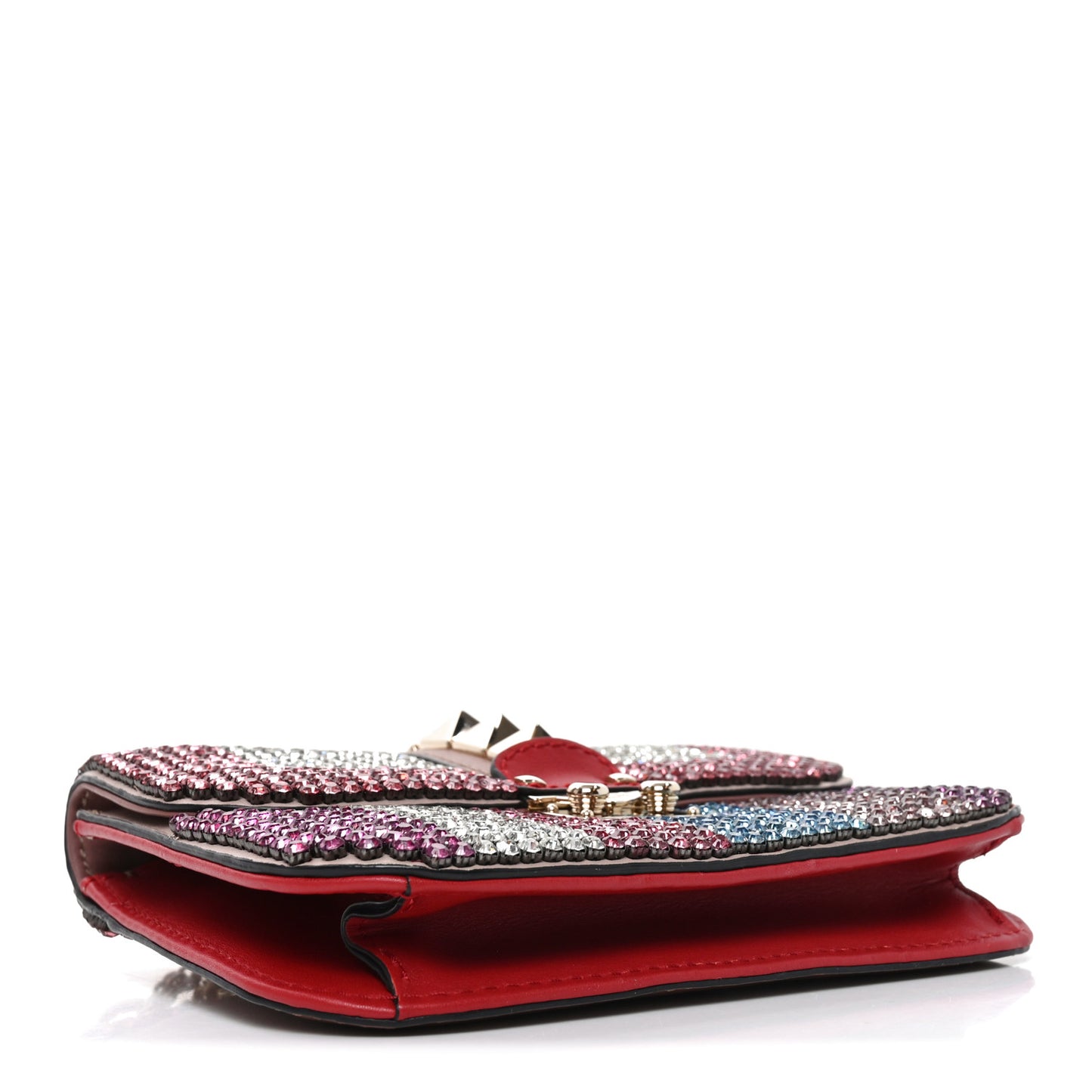 Vitello Crystal Embellished Small Glam Lock Rockstud Flap Multicolor
