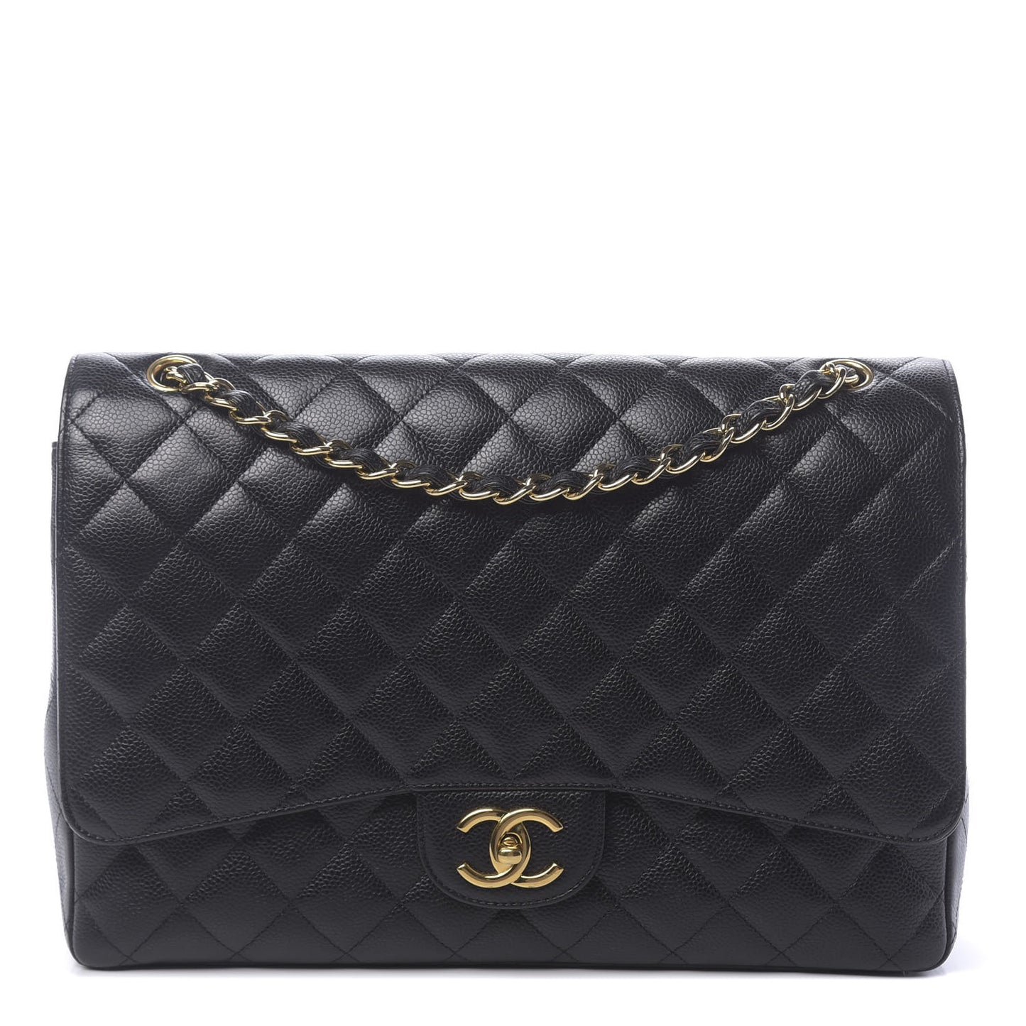 Caviar Quilted Maxi Double Flap Black