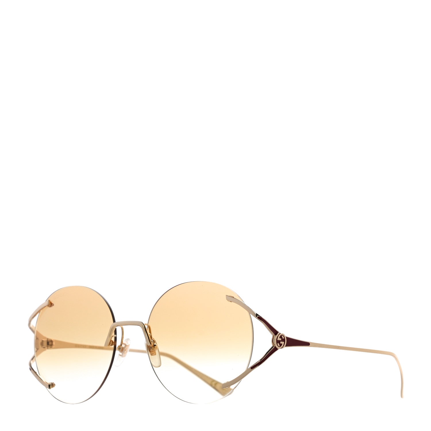 Gucci Metal Oversized Round Frame Sunglasses GG0645S Gold 1 of 7