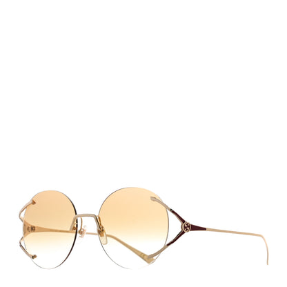 Gucci Metal Oversized Round Frame Sunglasses GG0645S Gold 1 of 7