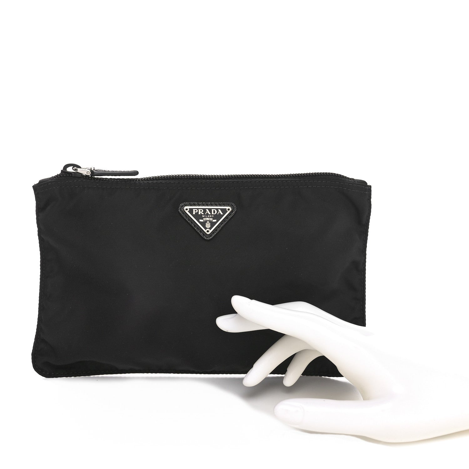 Prada Re-Nylon Saffiano Vela Necessaire Flat Pouch Black 2 of 9