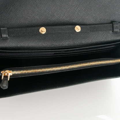 Prada Saffiano Metal Oro Chain Wallet Nero Black 5 of 7