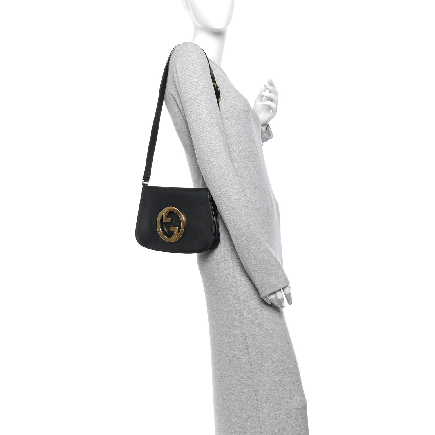 Gucci Roxy Calfskin Blondie Chain Shoulder Flap Bag Black 2 of 9