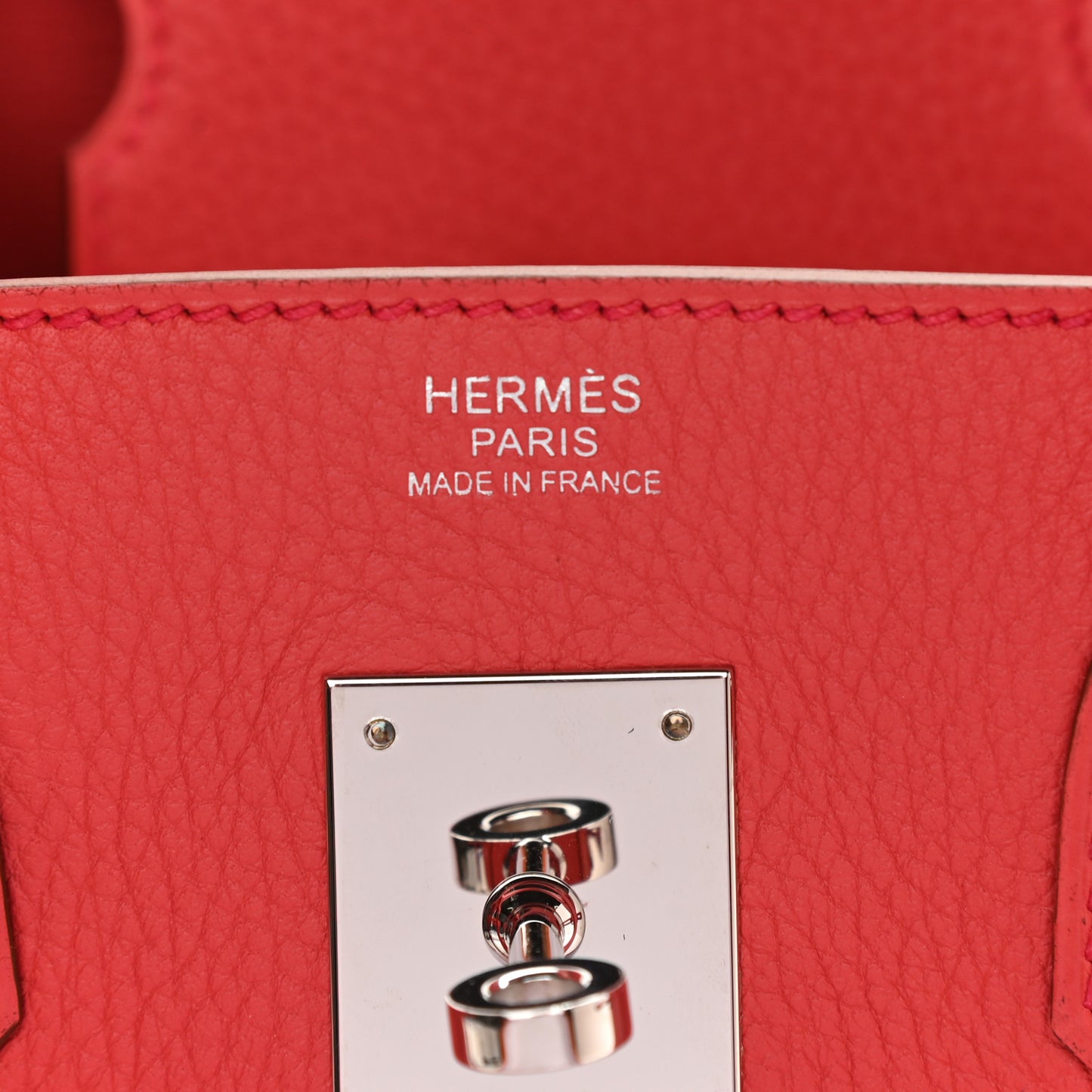 Taurillon Clemence Birkin 30 Rouge Pivoine