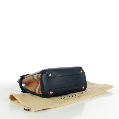 Burberry Grainy Calfskin House Check Small Banner Tote Ink Blue 4 of 9