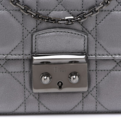 Christian Dior Metallic Lambskin Cannage Miss Dior Chain Wallet Silver 4 of 11