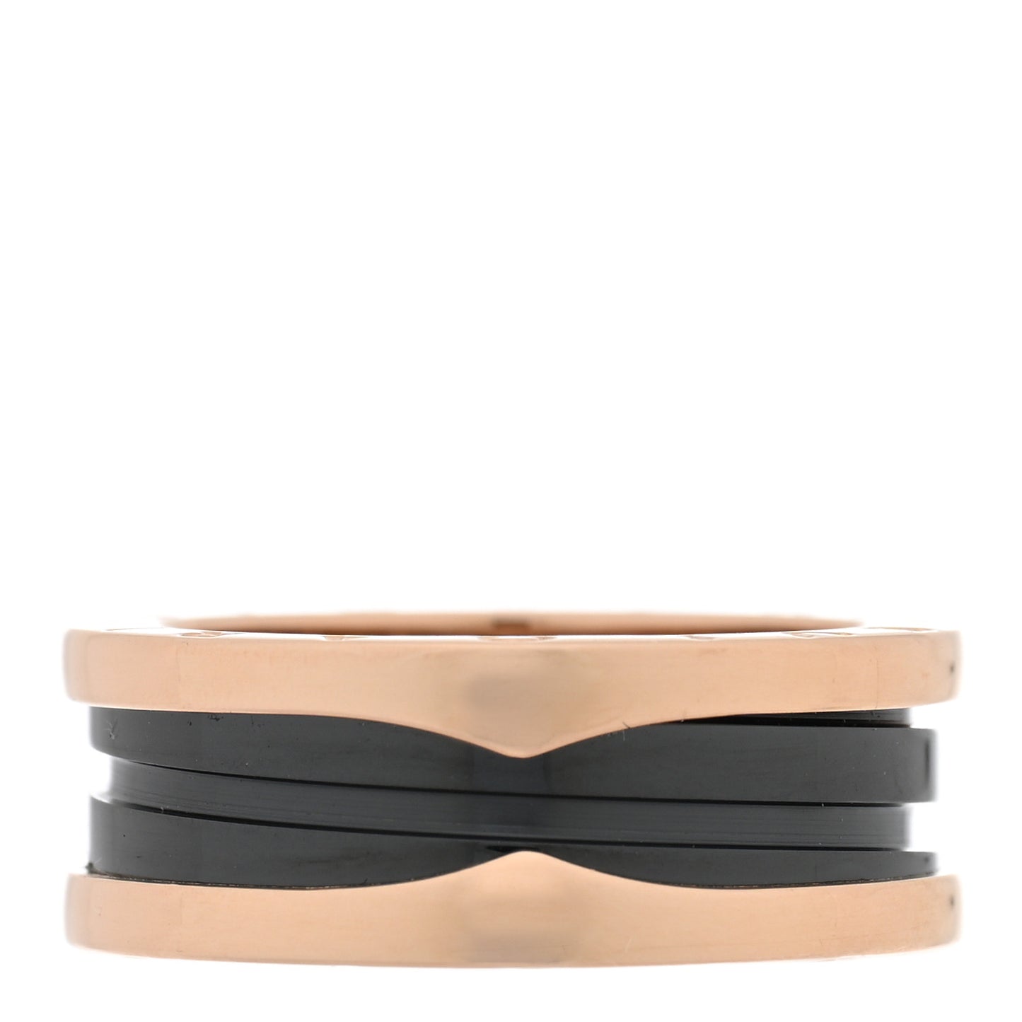 18K Rose Gold Black Ceramic B.Zero1 Two-Band Ring 56 7.5