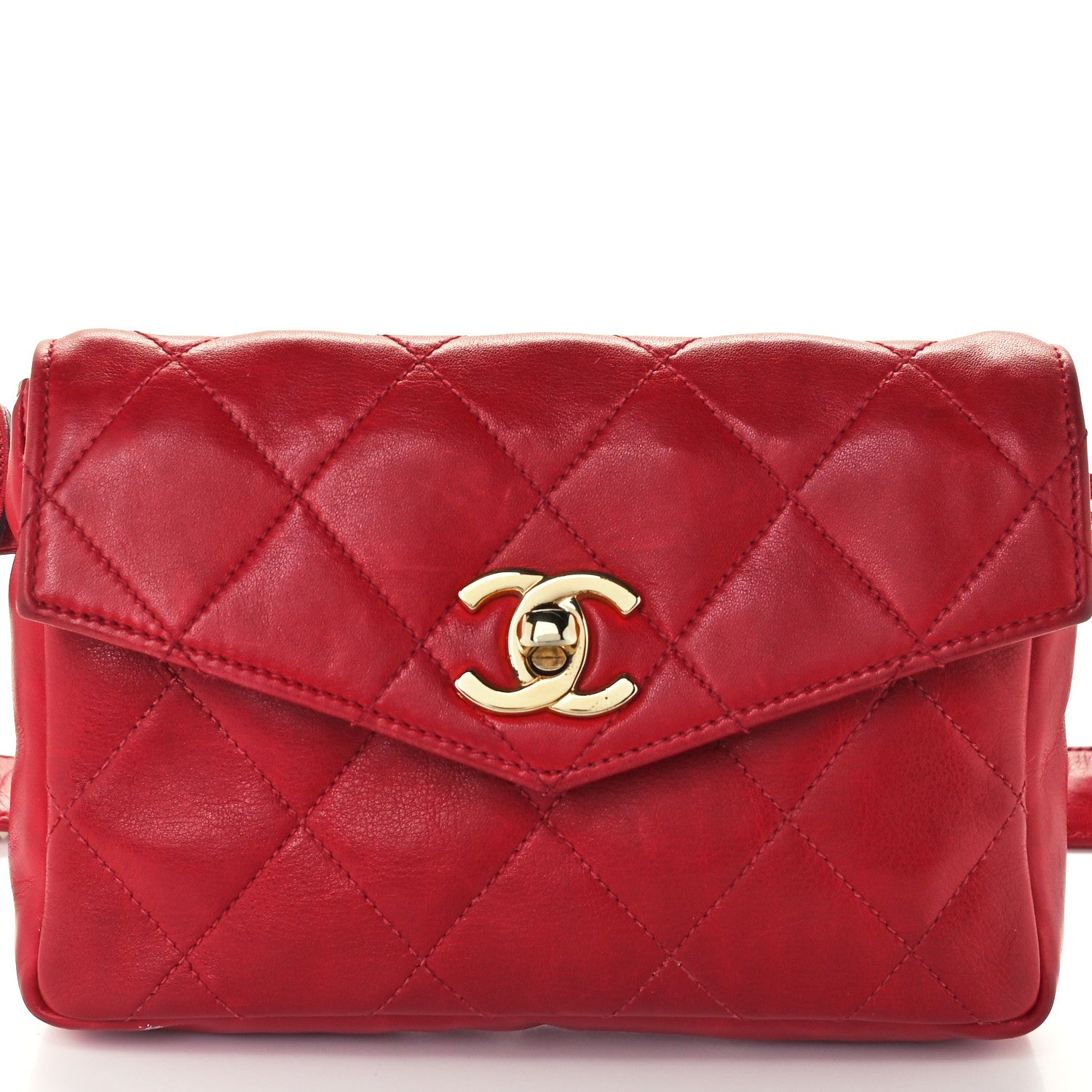 Chanel Lambskin Quilted Flap Waist Belt Bag Red 9 of 11