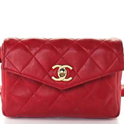 Chanel Lambskin Quilted Flap Waist Belt Bag Red 9 of 11