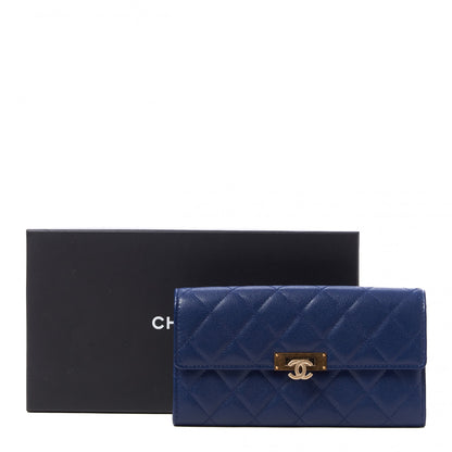 Chanel Caviar Quilted Large Golden Class Gusset Flap Wallet Navy 10 of 10