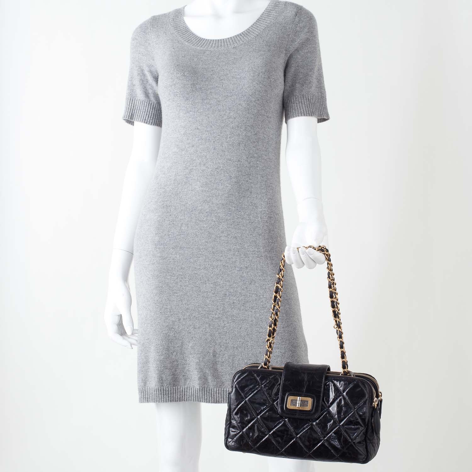 Chanel Glazed Calfskin Mademoiselle Zip Shopping Tote Black 2 of 20