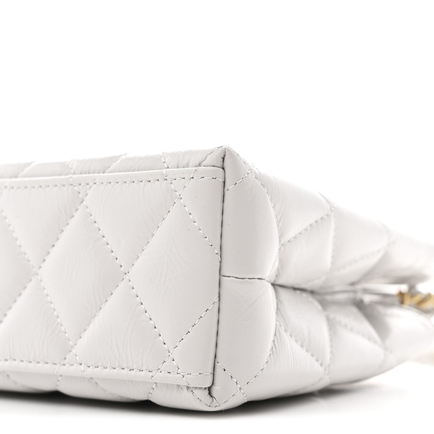 Chanel Shiny Aged Calfskin Quilted Nano Kelly Shopper Light Grey 10 of 10