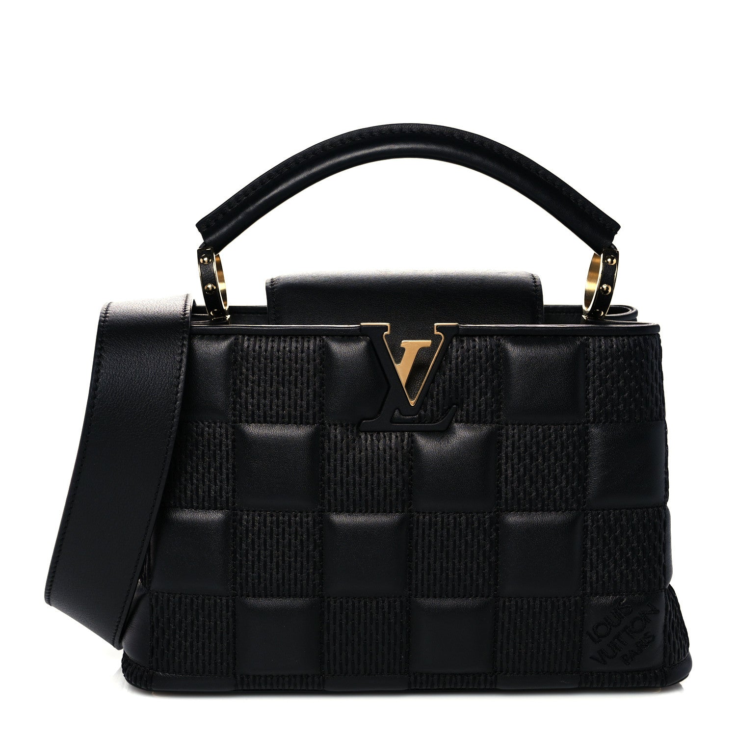 Louis Vuitton Lambskin Damier Quilt Capucines BB Matte Black 1 of 14