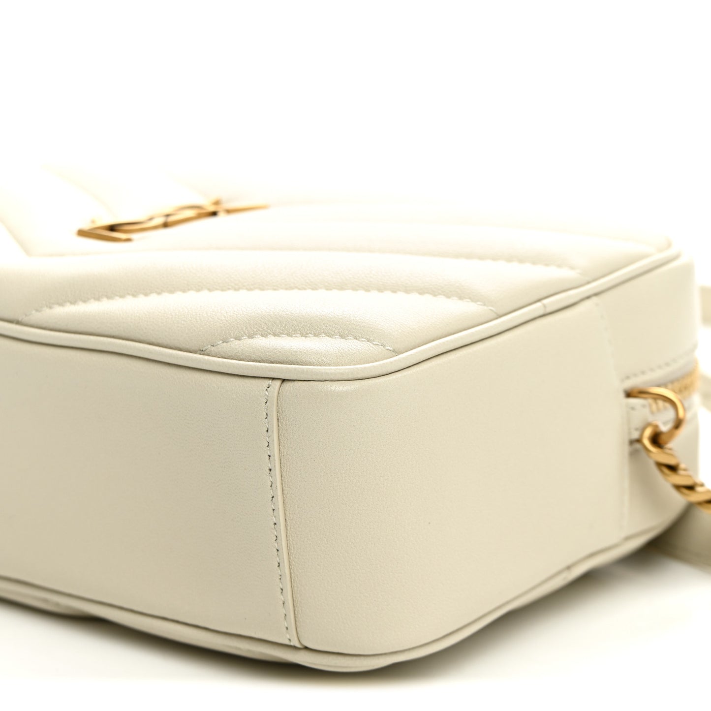Lambskin Chevron Quilted Medium Loulou Camera Bag Crema Soft