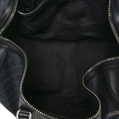 Gucci Soft GG Supreme Monogram Appia Calfskin Web Large Carry On Duffle Bag Black Grey 5 of 11