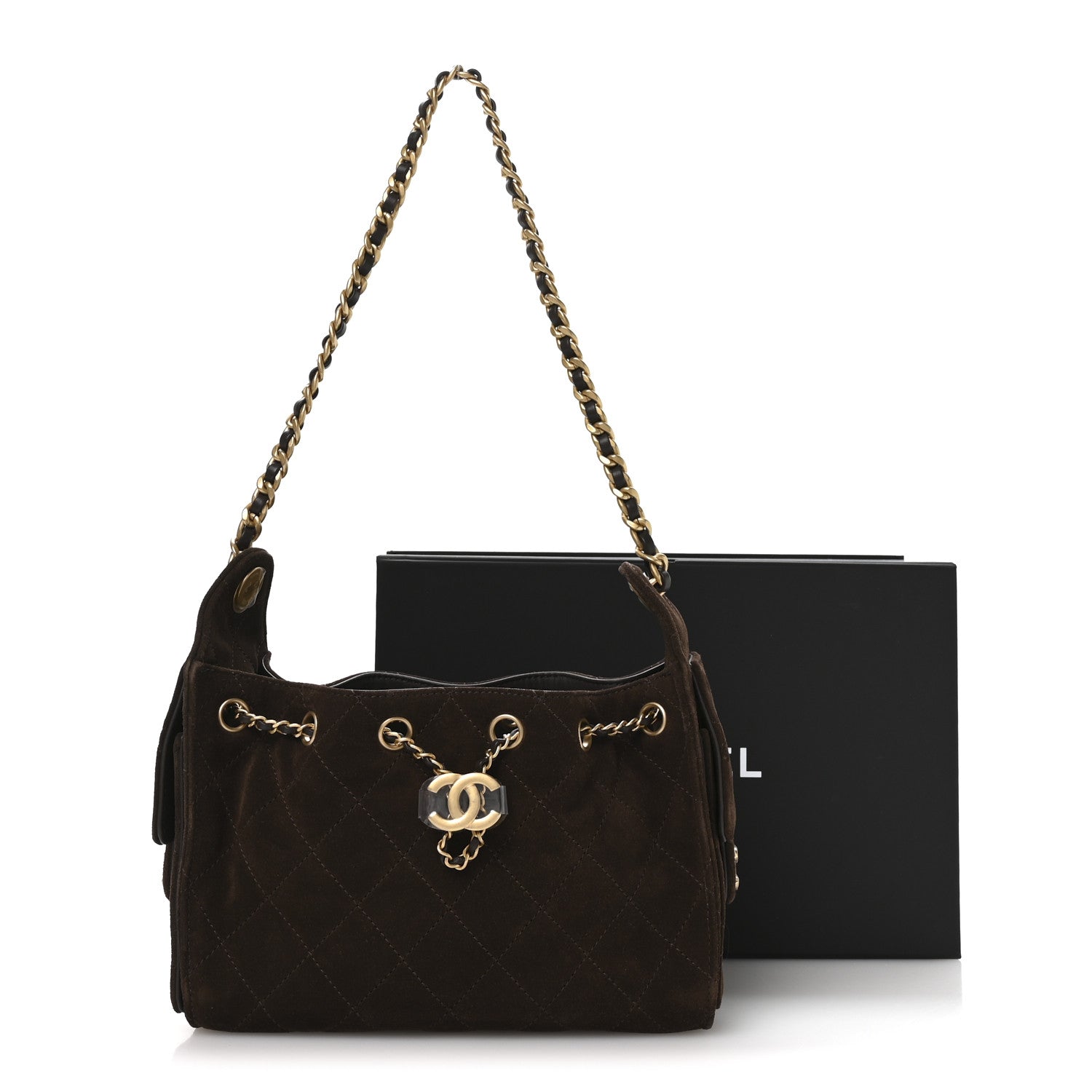 Chanel Suede Quilted Mini Chanel 25 Handbag Dark Brown 21 of 21