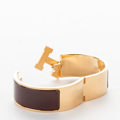 Hermes Enamel Wide Clic Clac H Bracelet GM Chocolate 4 of 4