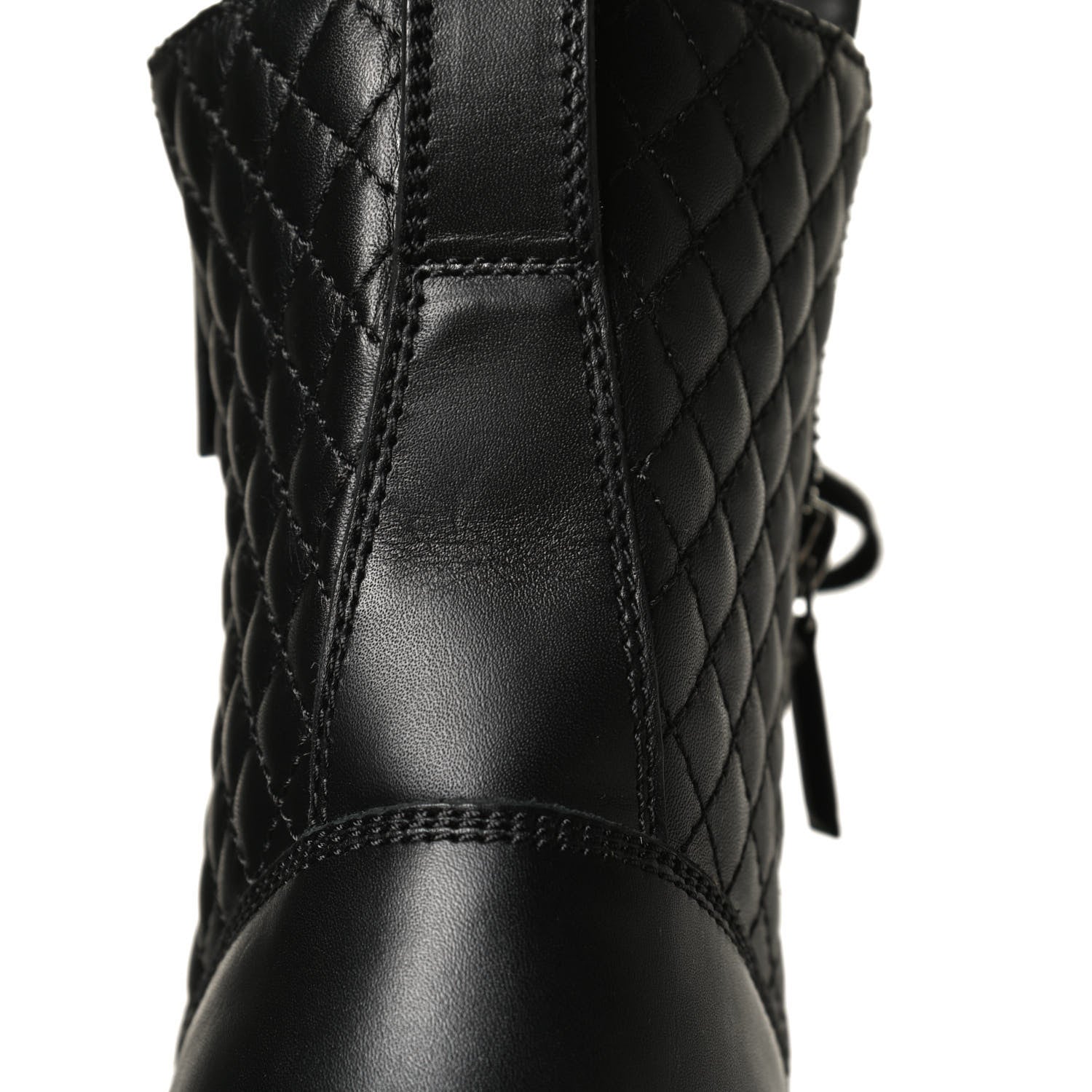 Chanel Calfskin Quilted Lace Up Combat Boots 36 Black 12 of 14
