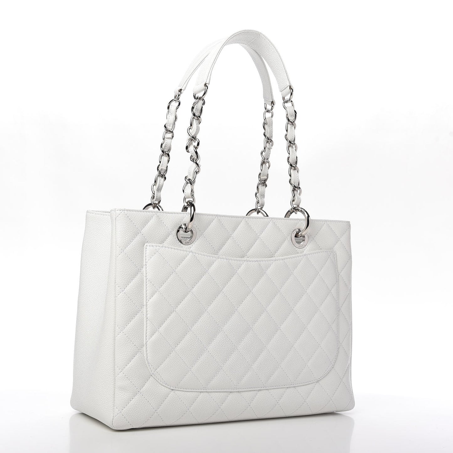 Caviar Quilted Grand Shopping Tote GST White