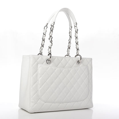 Chanel Caviar Quilted Grand Shopping Tote GST White 3 of 10