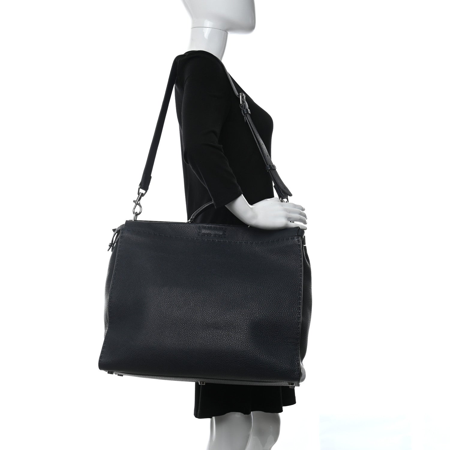 Fendi Cuoio Romano Selleria Monster Eyes Large Mens Peekaboo Iconic Essential Satchel Blue 2 of 13