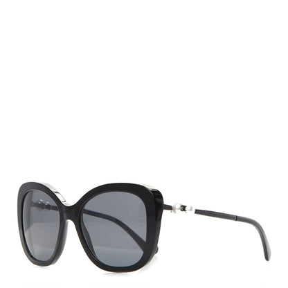Chanel Acetate Butterfly Winter Pearl Sunglasses 5339-H Black 1 of 7