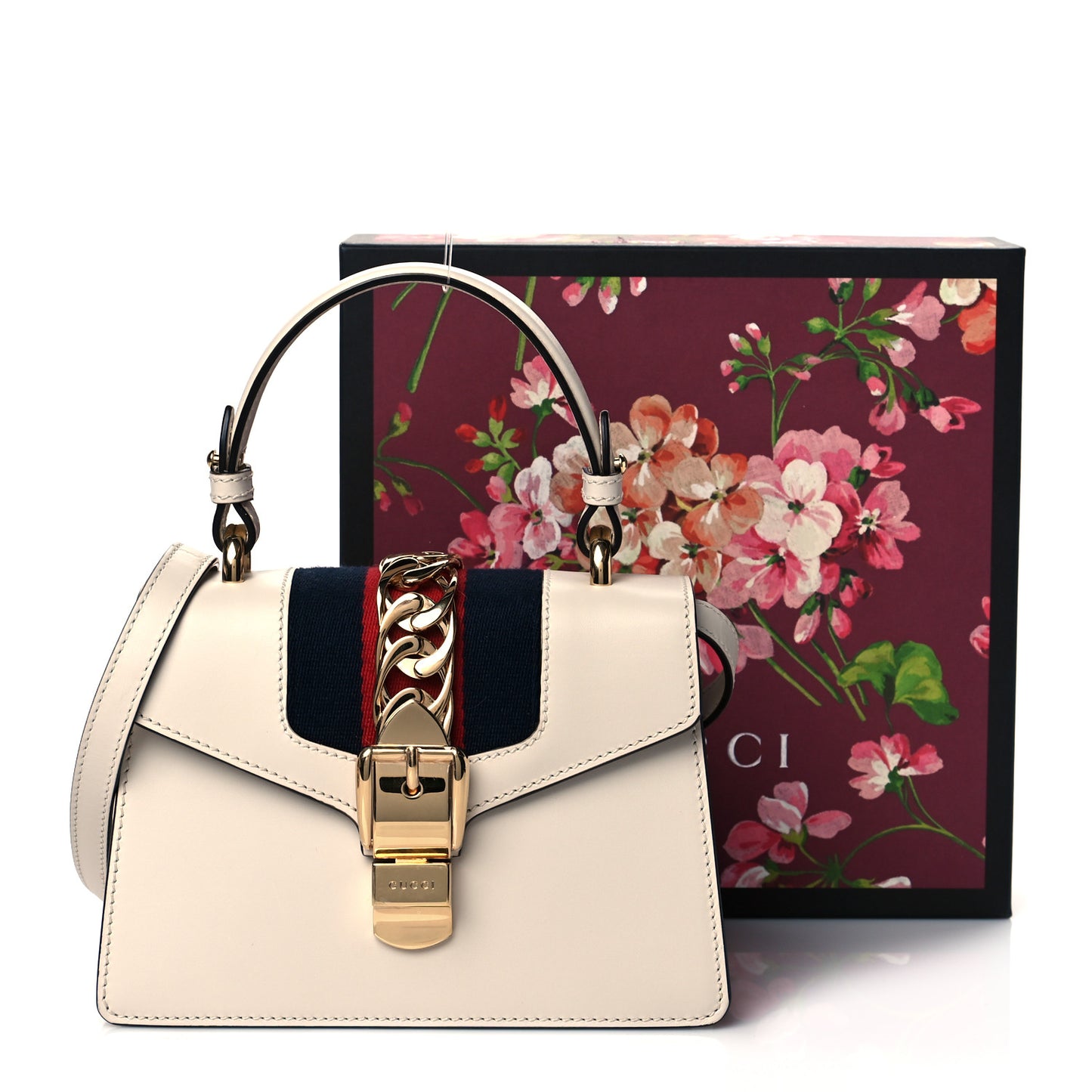 Calfskin Mini Sylvie Top Handle Bag White