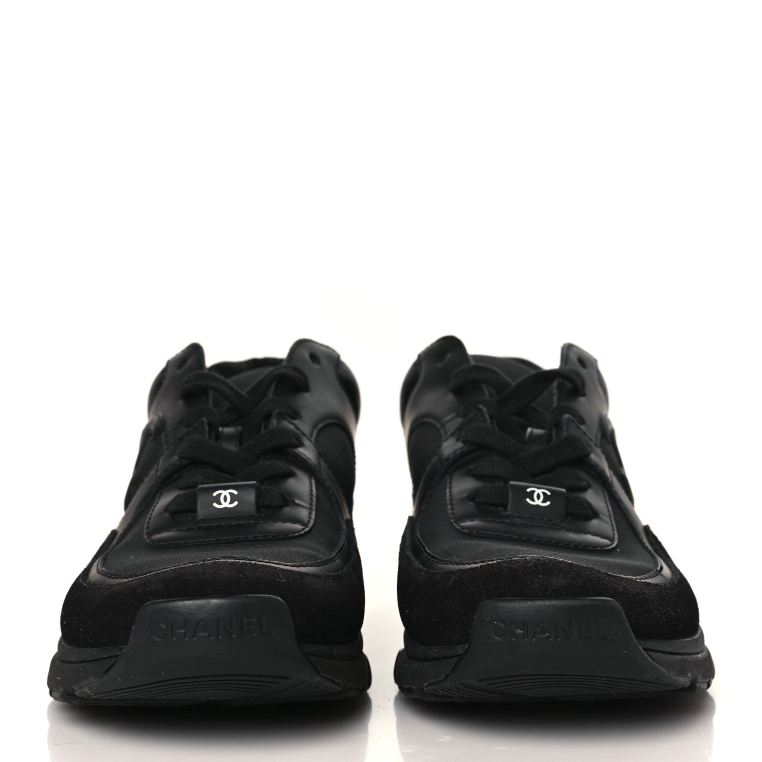 Chanel Toile Suede Calfskin CC Sneakers 38 Black 2 of 7
