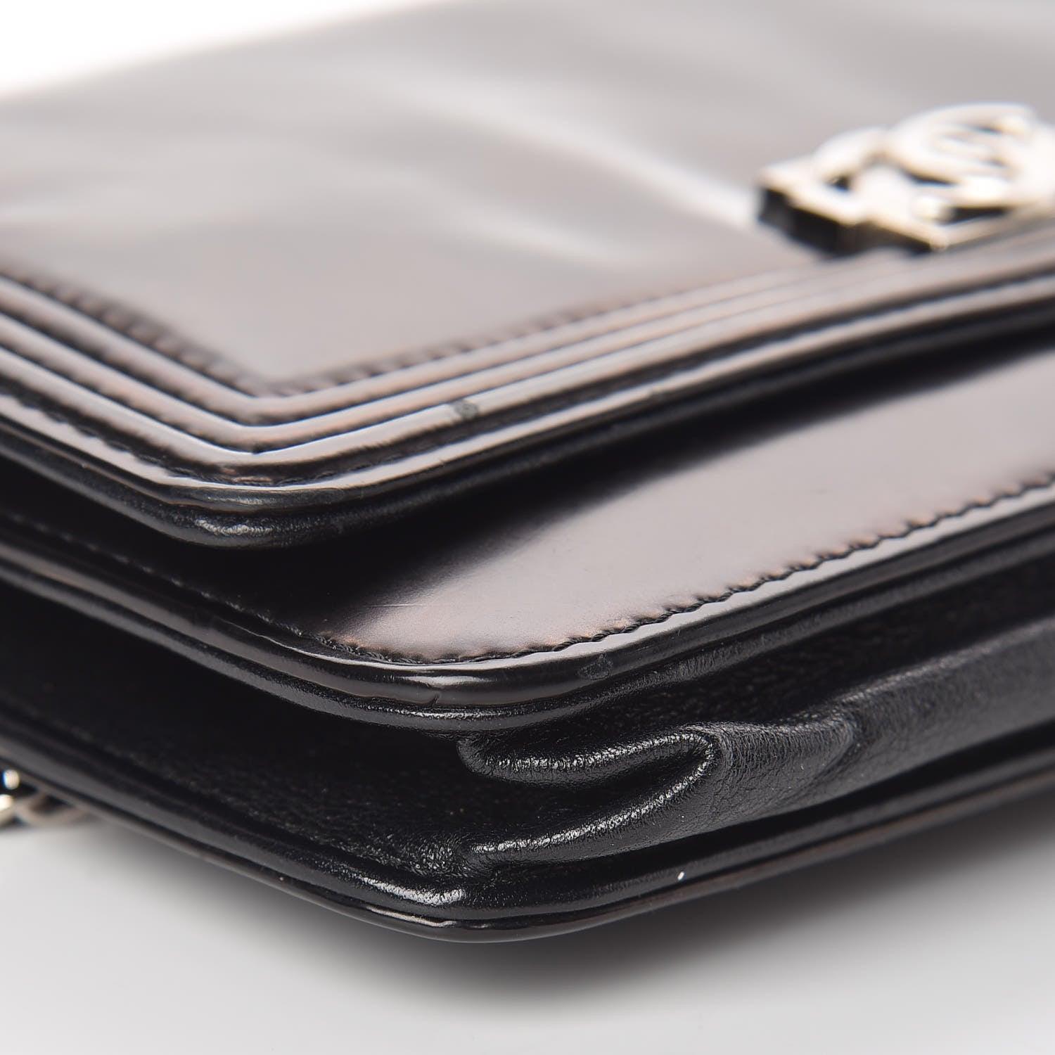 Chanel Glazed Calfskin Boy Wallet On Chain WOC Black 9 of 18